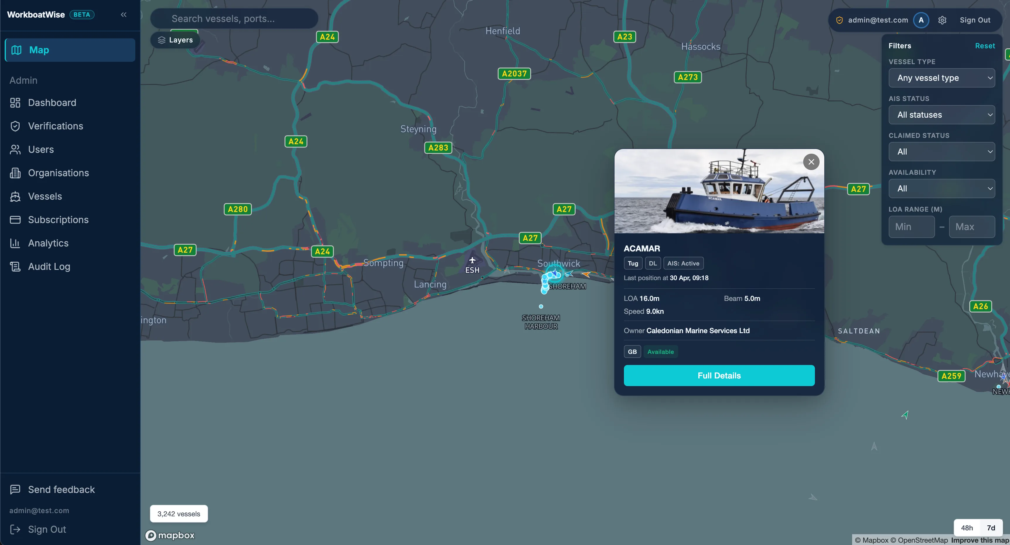 Workboat Wise platform interface.